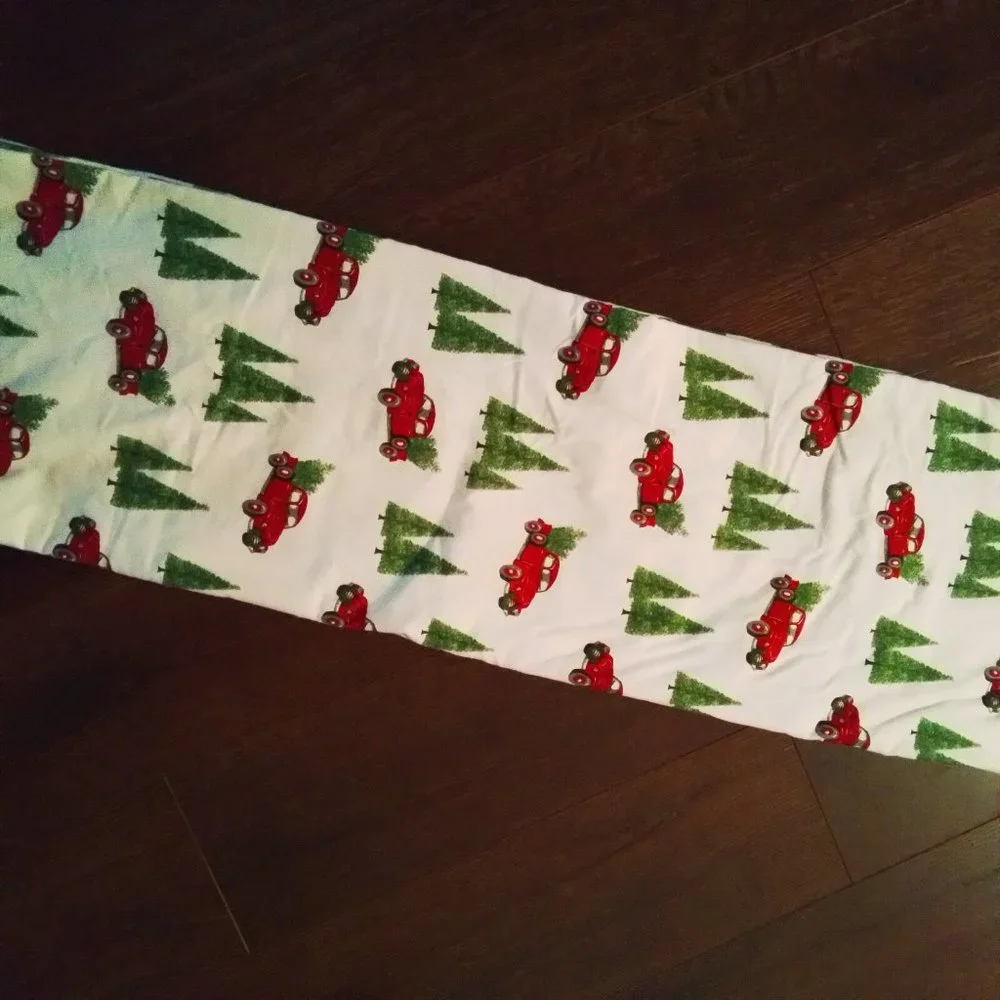 London Fog Turkish Flannel QUEEN Flat Sheet Vintage Christmas Farmhouse Trucks